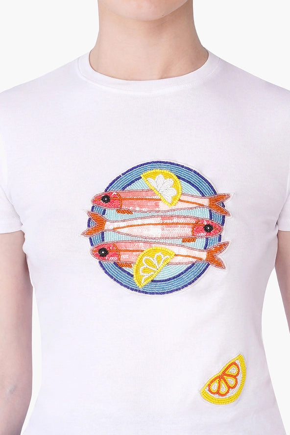 Sea Story Sardine Embellished T-Shirt