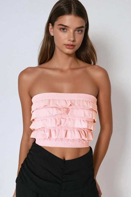 Layered Ruffle Tube Top - One Size