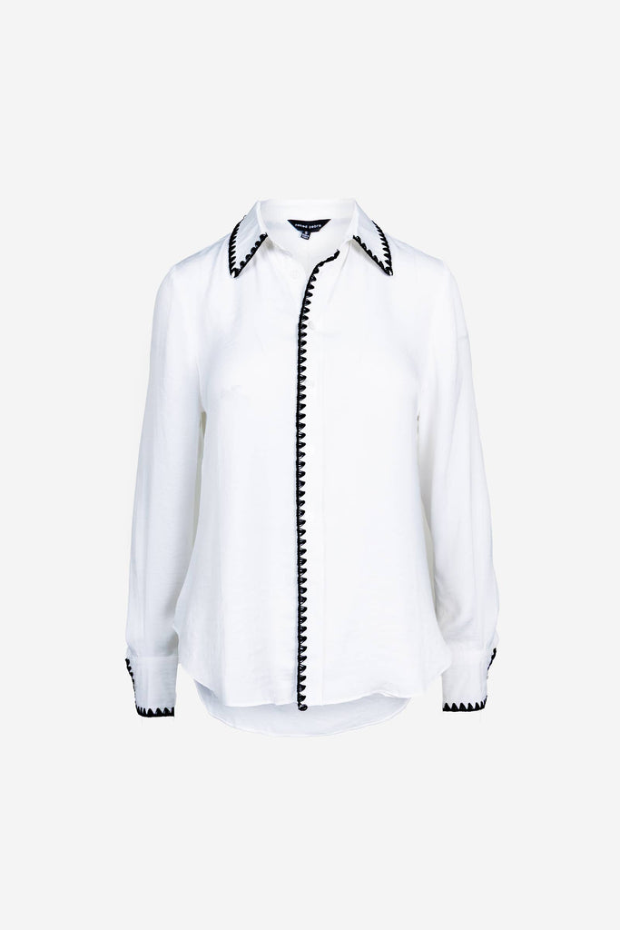 Blanket - Stitch Silky Button - up Blouse Off White