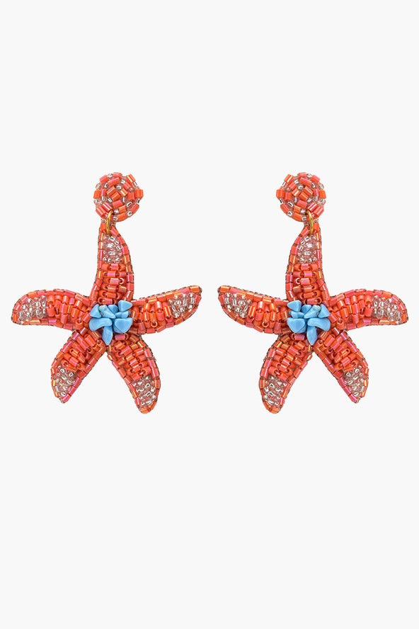 Mandarine Starfish Beaded Earrings