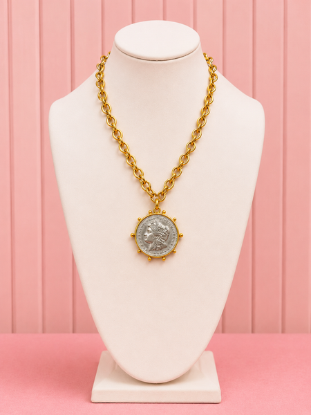 Two-Tone Heritage Coin Pendant Necklace