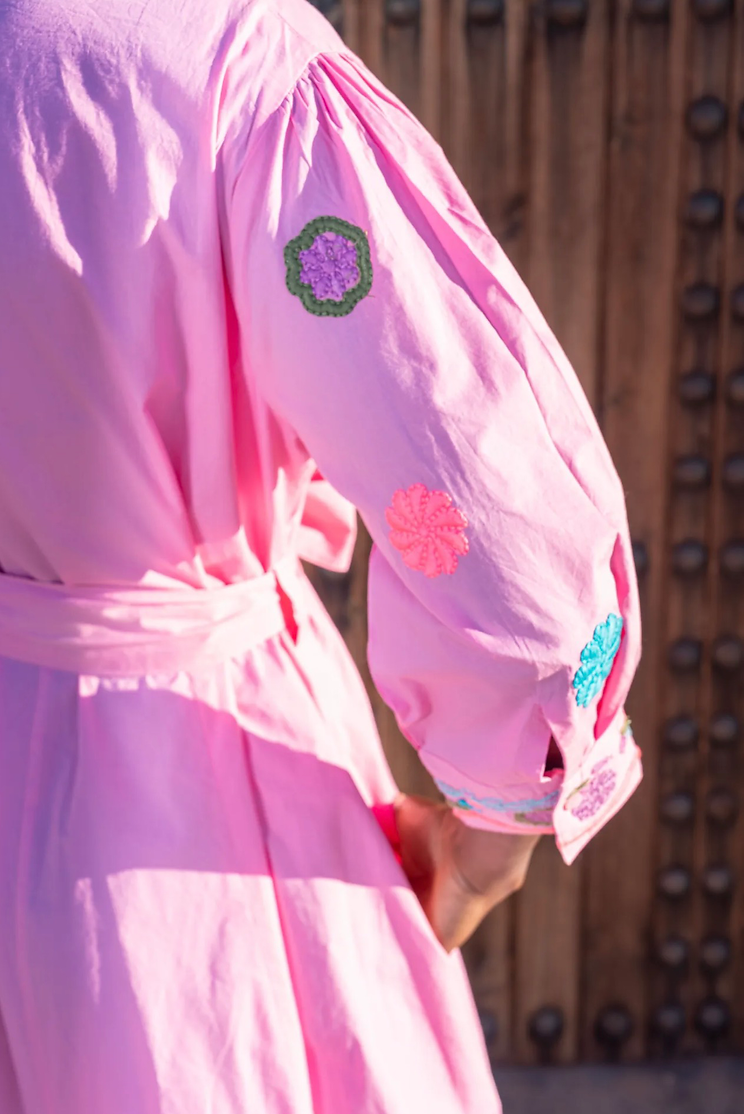 Palm Beach Pink Embroidered Maxi Dress