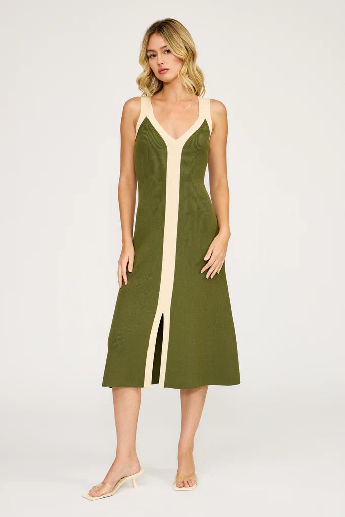 Analise  Sleeveless Colorblock Knit Midi  Dress