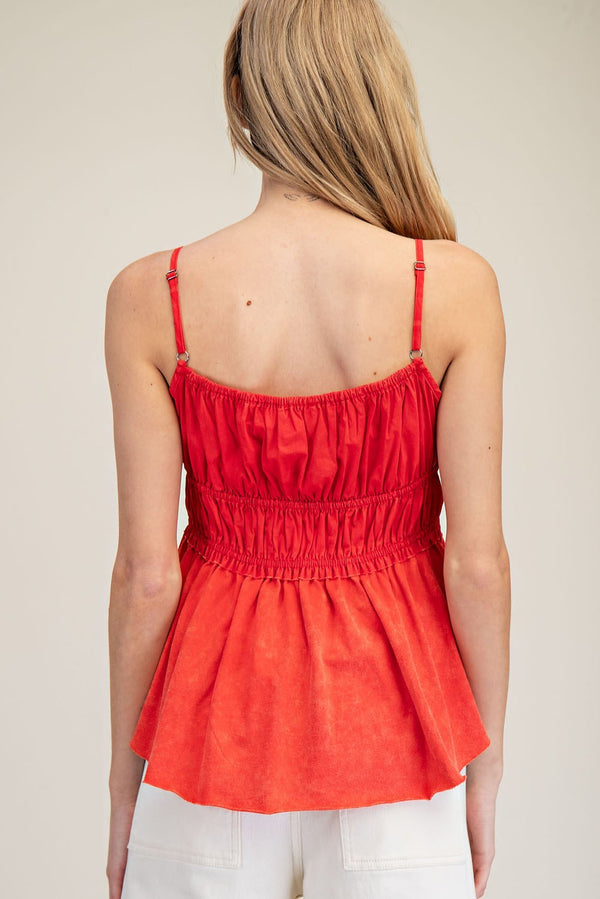 Mineral Wash Ruched Ribbon Camisole