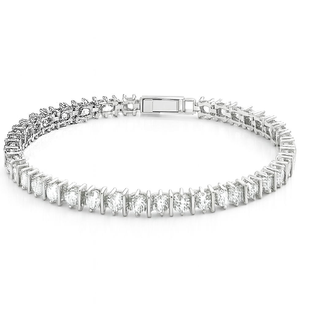 Classic Bar Tennis Bracelet Finished in Pure Platinum sz7