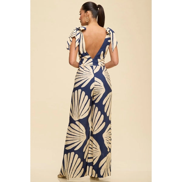 Palms Tied Shoulder Jumpsuit