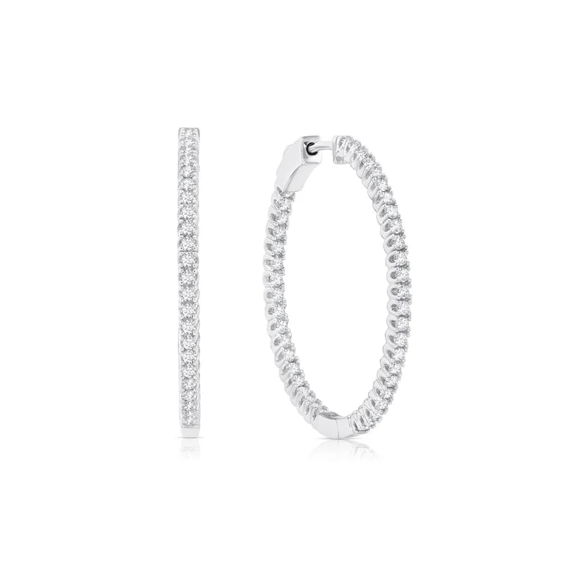 Small Pave Hoop Earrings Finished in Pure Platinum