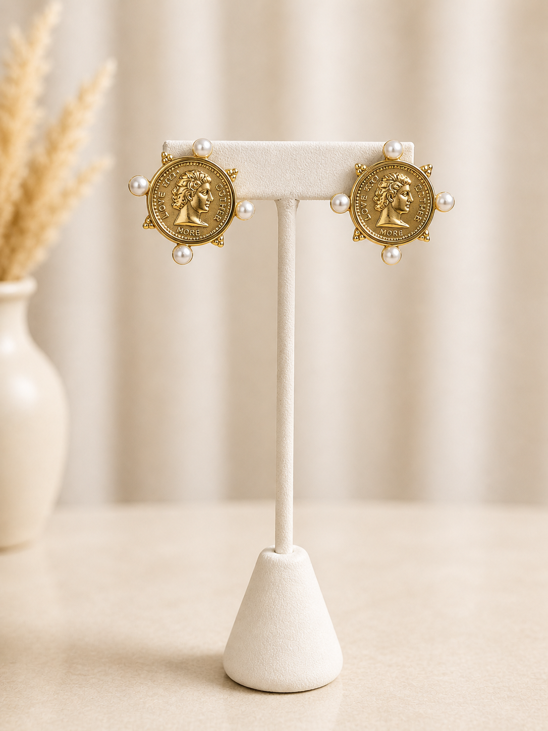 Vintage Pearl Aurelia Coin Earrings