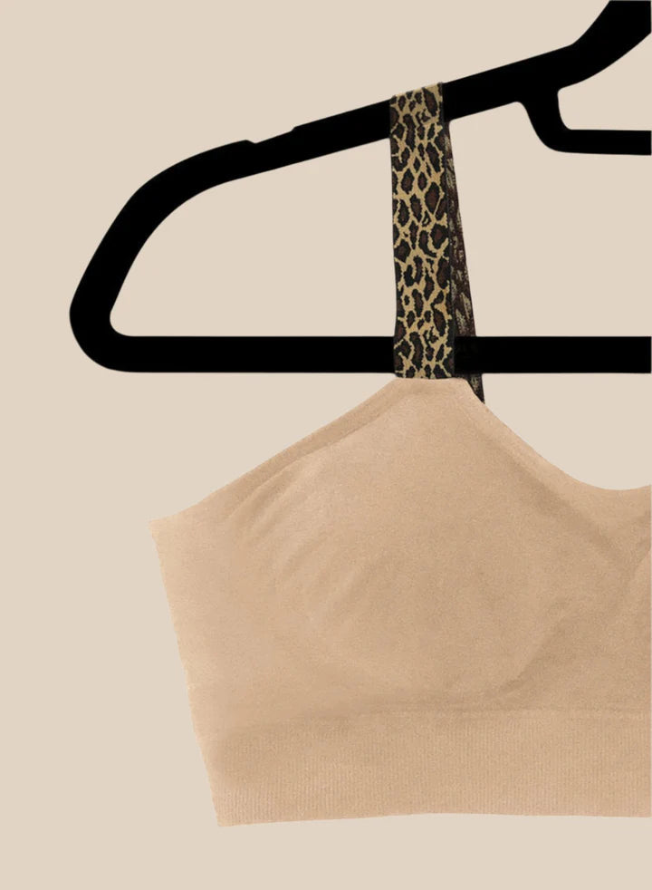 Basic Nude Bra w/Leopard Strap