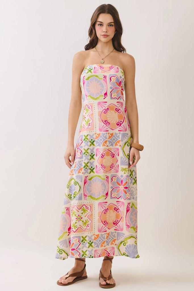 AmalfiTile Strapless Dress