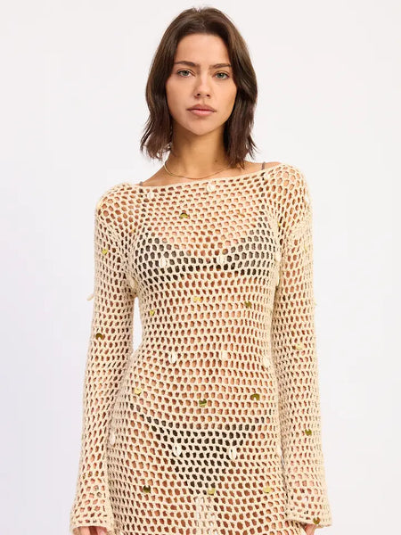 Diamond Shell Beach Cover Up Mini Dress