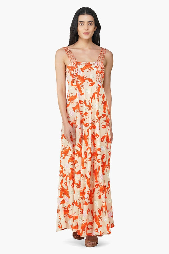 Candy Shells Lobsters Printed Maxi Dress