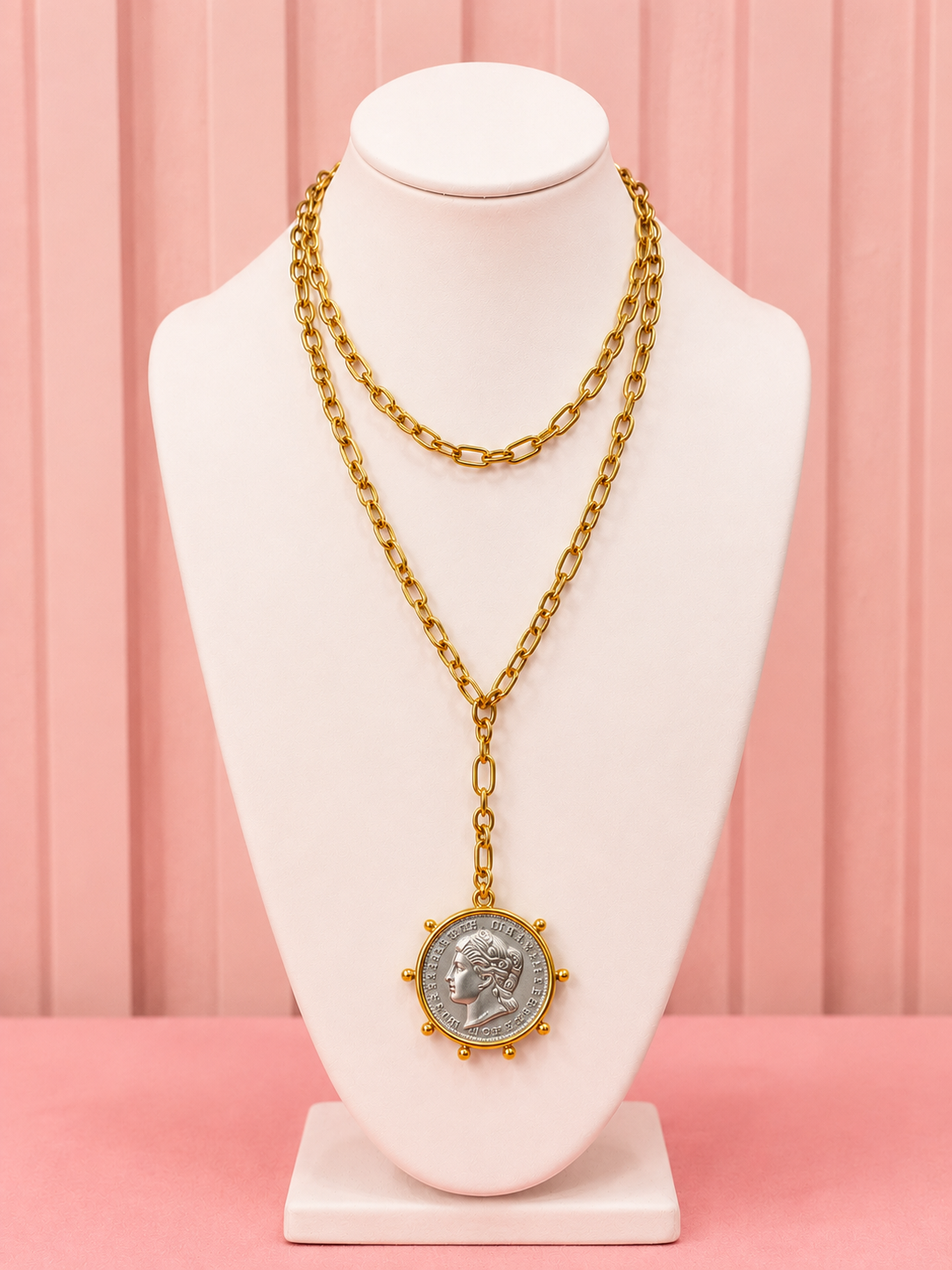 Empress Aurelia Coin Drop Long Necklace