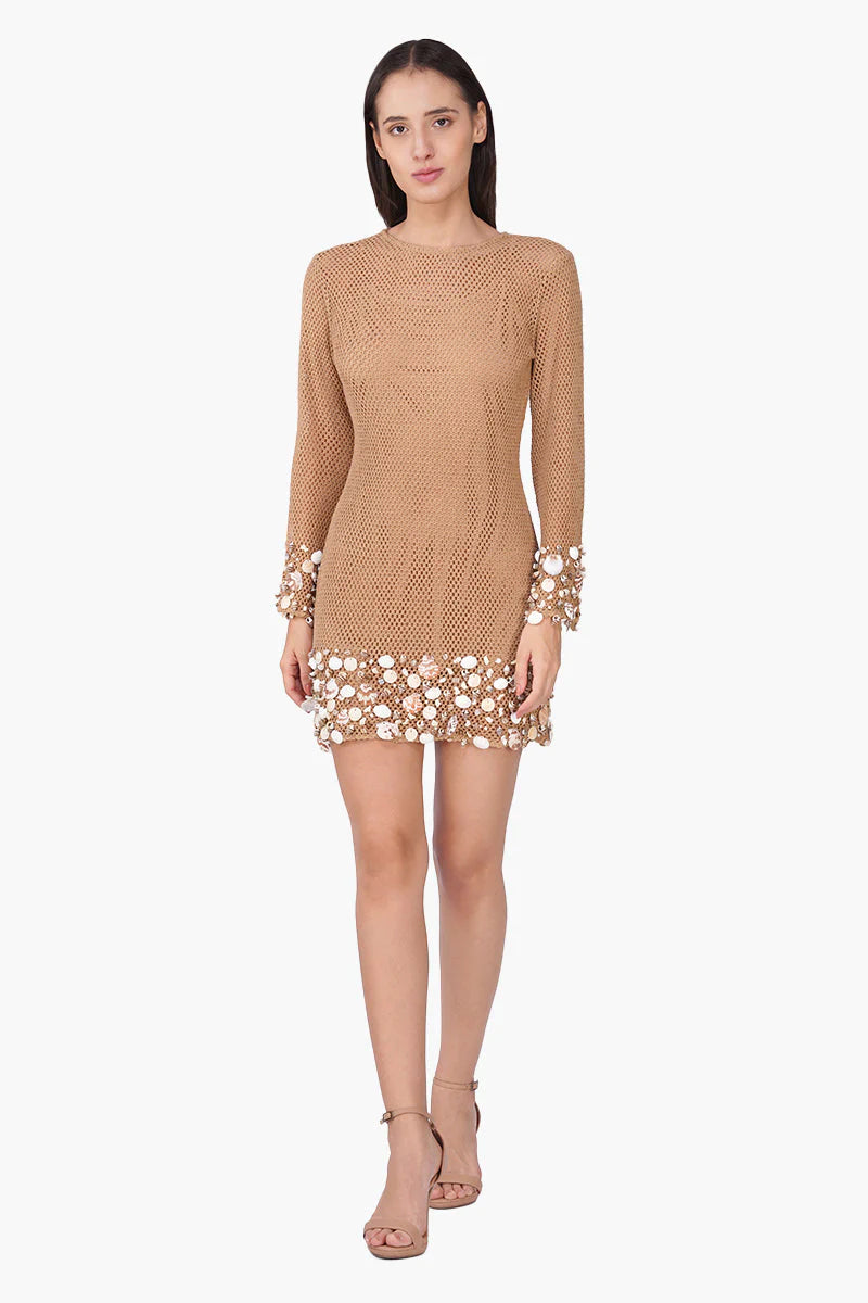 Shell Embellished Couture Crochet Dress