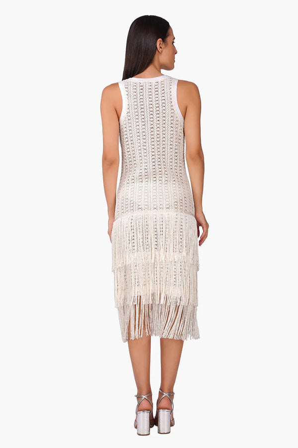Coastal Patch Crochet Embellished Fringe Dress