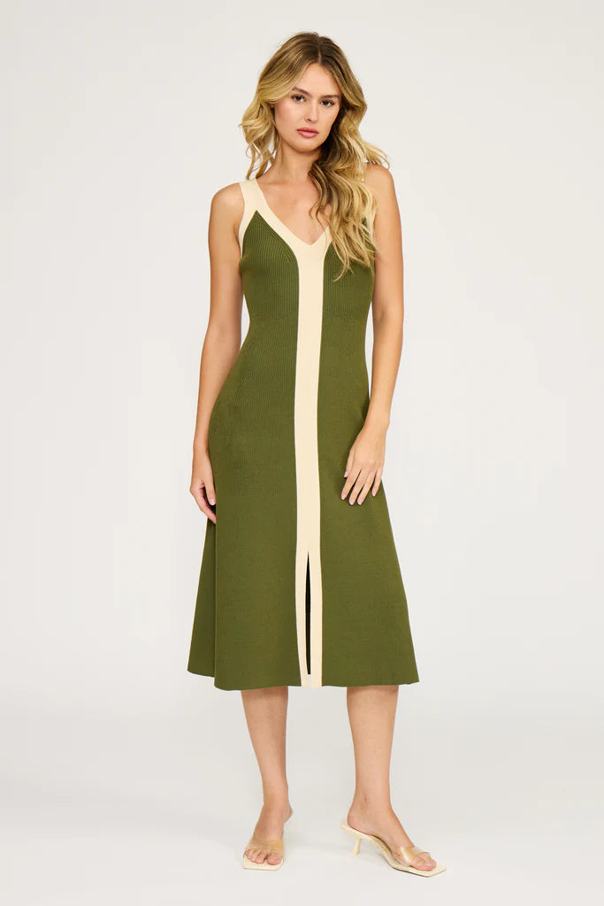 Analise  Sleeveless Colorblock Knit Midi  Dress