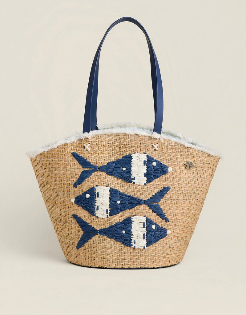 Straw Fringe Tote Flagler Resort Fish