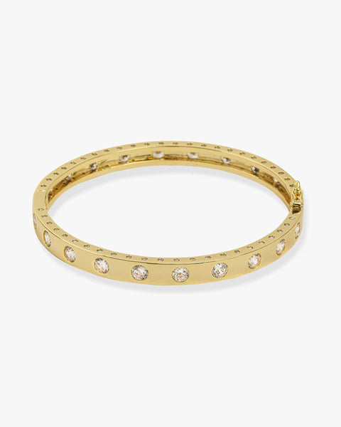 Ashley Hinge Cuff bracelet with round simulated diamonds, perfect for women's boutique clothing and summer collection outfits.