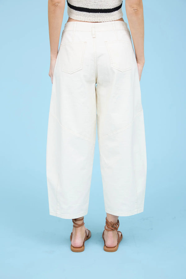 Ecru wide leg capri pants for women, perfect for summer collection boutique and stylish resort wear outfits.