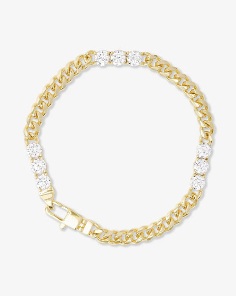 Baby Julian's Obsessed with Diamonds Bracelet, 18k gold plated, featuring simulated diamonds. Ideal for women's jewelry collection.