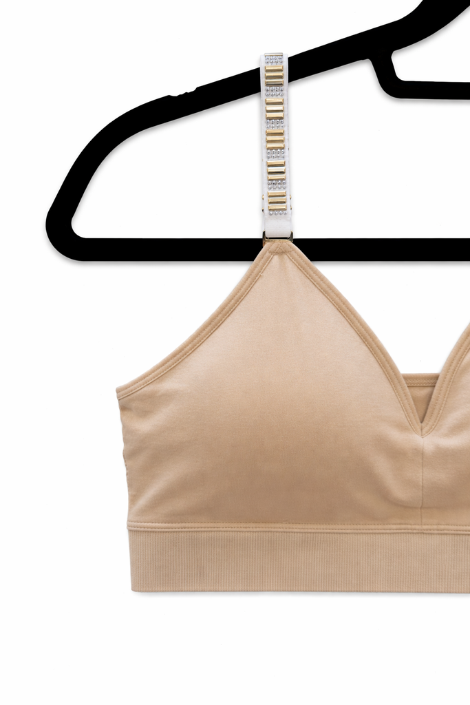 NEW Plunge Bra Nude Gold Studs