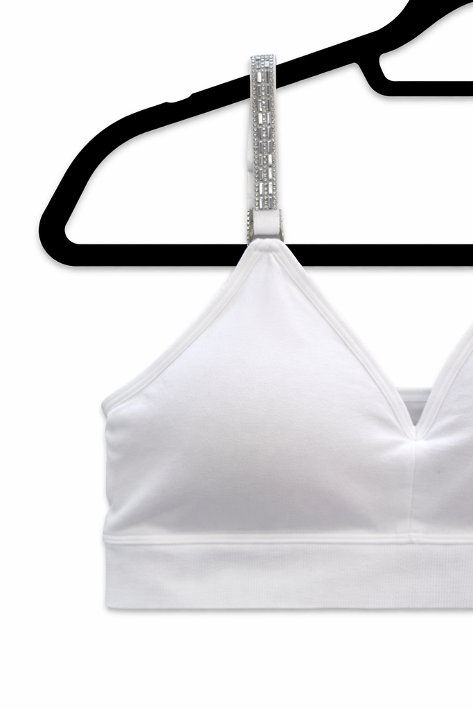 New Plunge White Bra w/Silver Studs