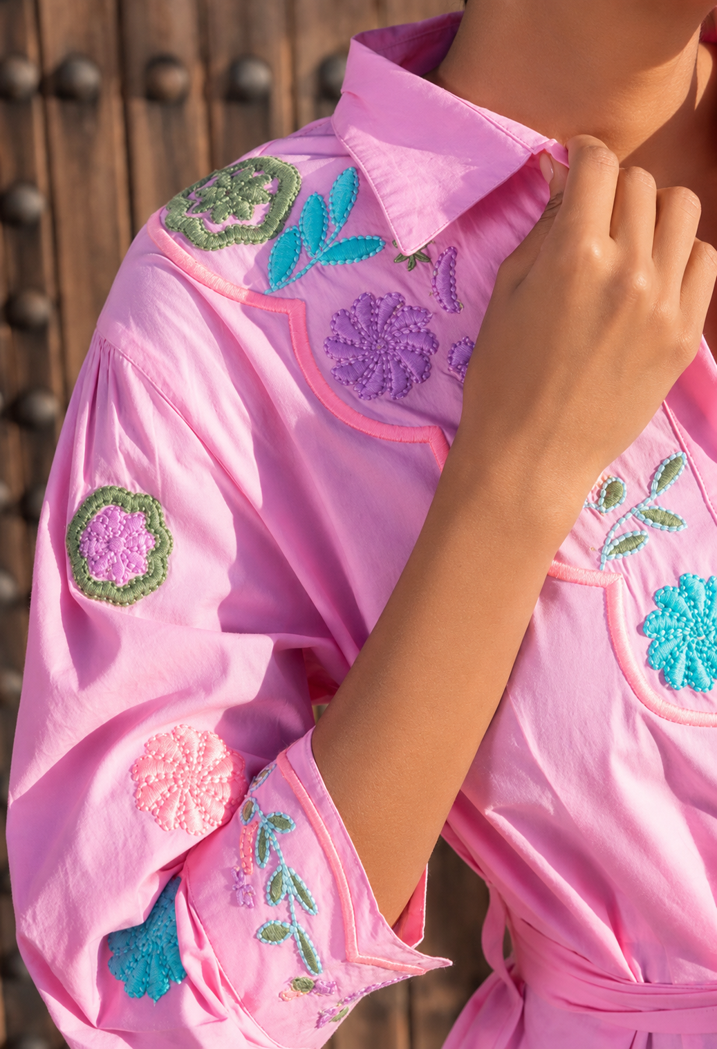 Palm Beach Pink Embroidered Maxi Dress