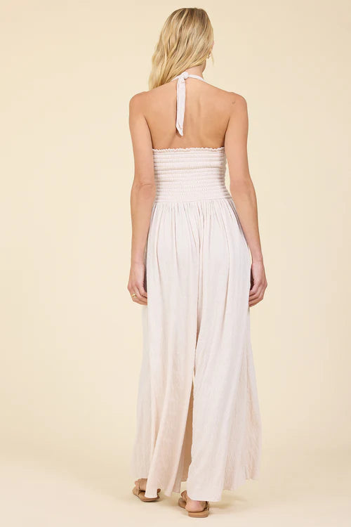 Crinkle Knit Jumpsuit - Island Ivory