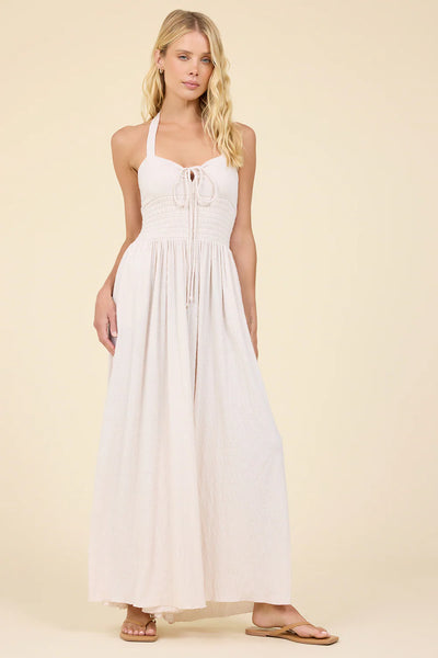 Crinkle Knit Jumpsuit - Island Ivory