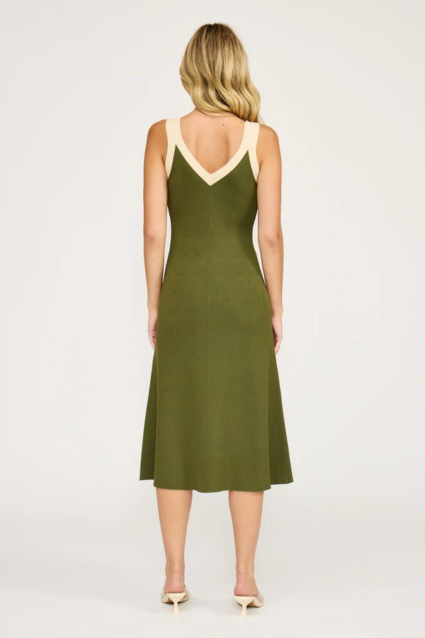 Analise  Sleeveless Colorblock Knit Midi  Dress