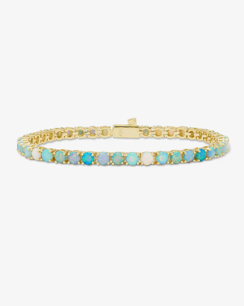 Grand Heiress Ombre Tennis Bracelet with gradient simulated blue opal stones, perfect for summer collection boutique jewelry.