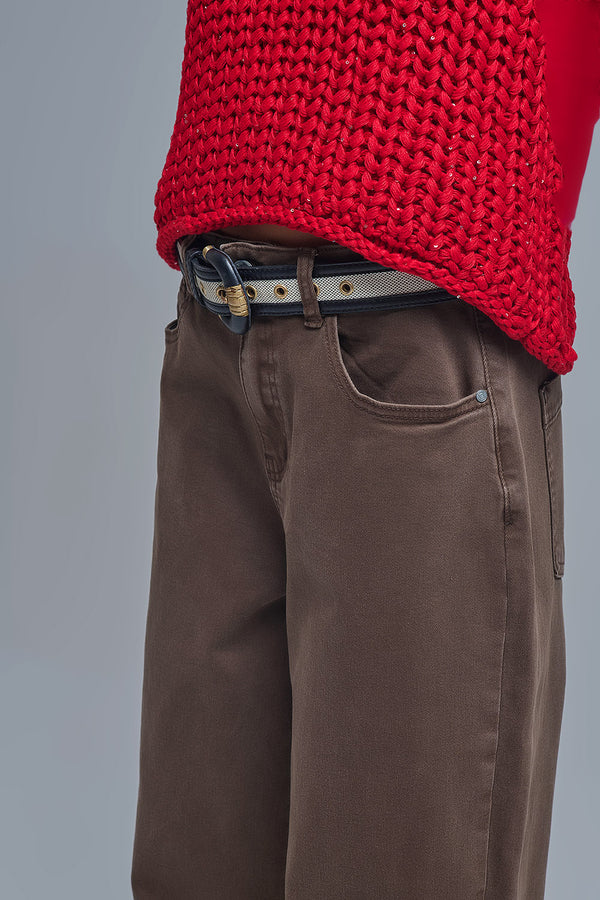 Comfy Brown Barrel Stretch Jeans