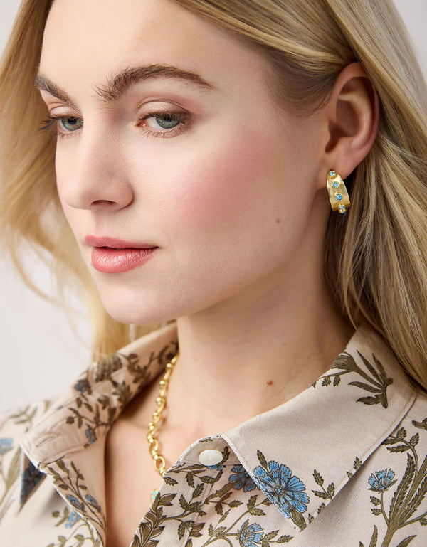 Estate Petite Hoop Earrings Blue