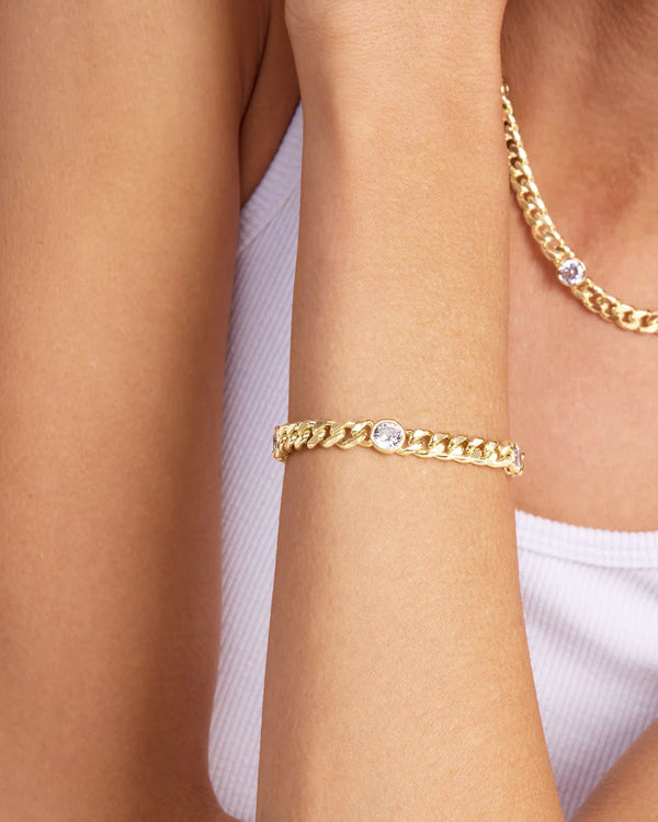 Julian Triple Diamond Cuban Chain Bracelet, a stunning women's jewelry piece from our summer collection boutique.