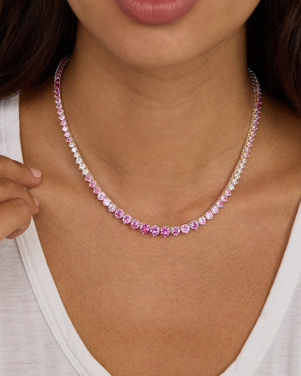 Not Your Basic Graduated Ombre Tennis Necklace 16'