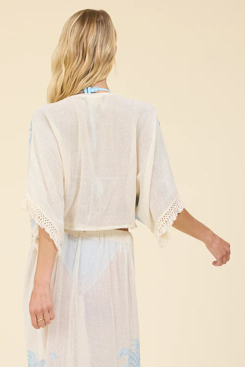 Tropical Landscape O-Ring Fringe Sleeves Top