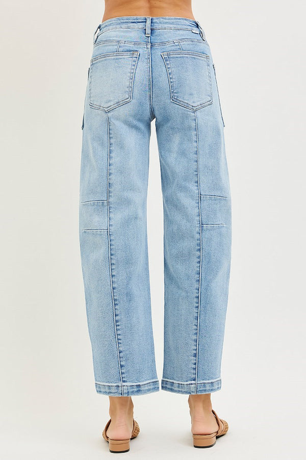 Slouchy Ankle Boyfriend Jeans w/Patch Pockets