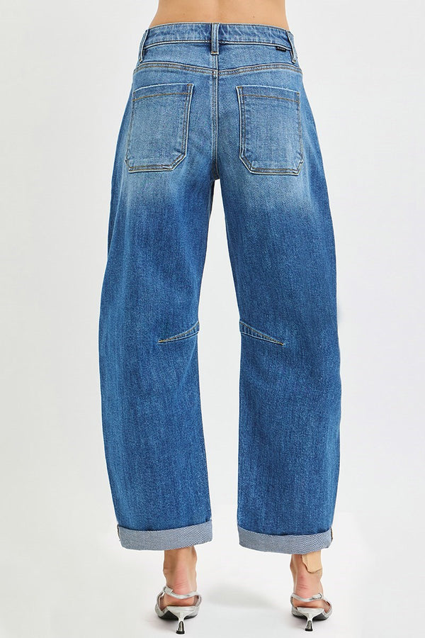 Slouchy Barrel Jeans w/Cuff Hems