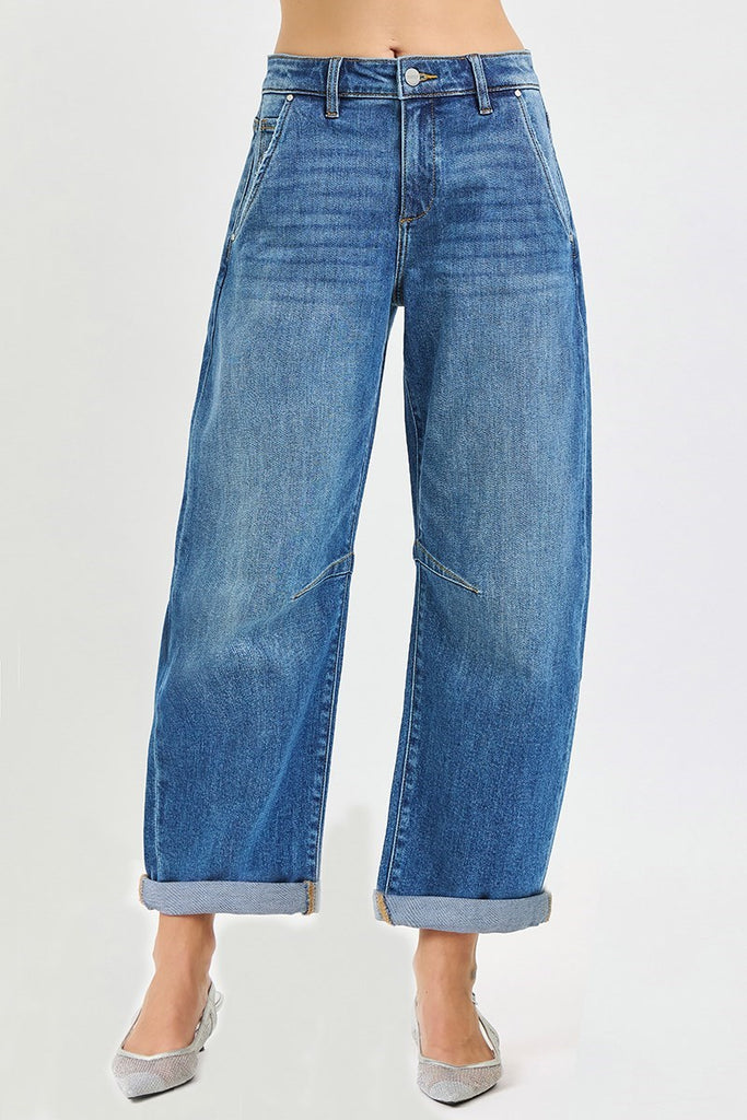 Slouchy Barrel Jeans w/Cuff Hems