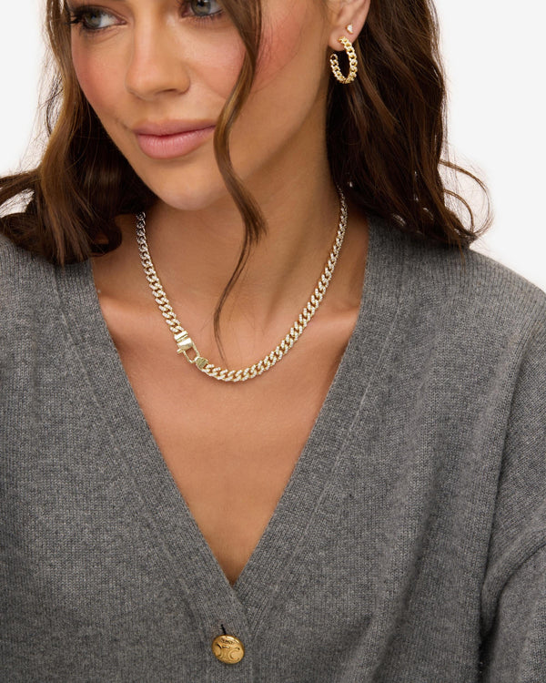 Pavé Julian Cuban Chain Necklace 6.8mm 16