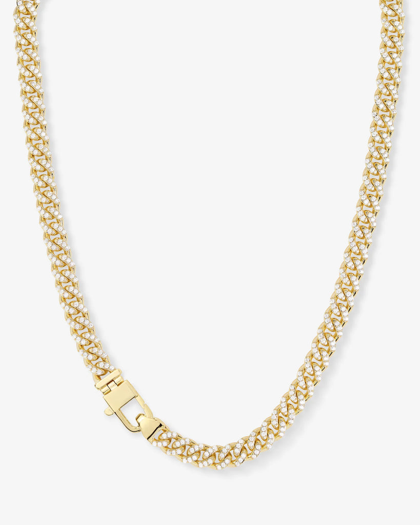 Pavé Julian Cuban Chain Necklace 6.8mm 18"