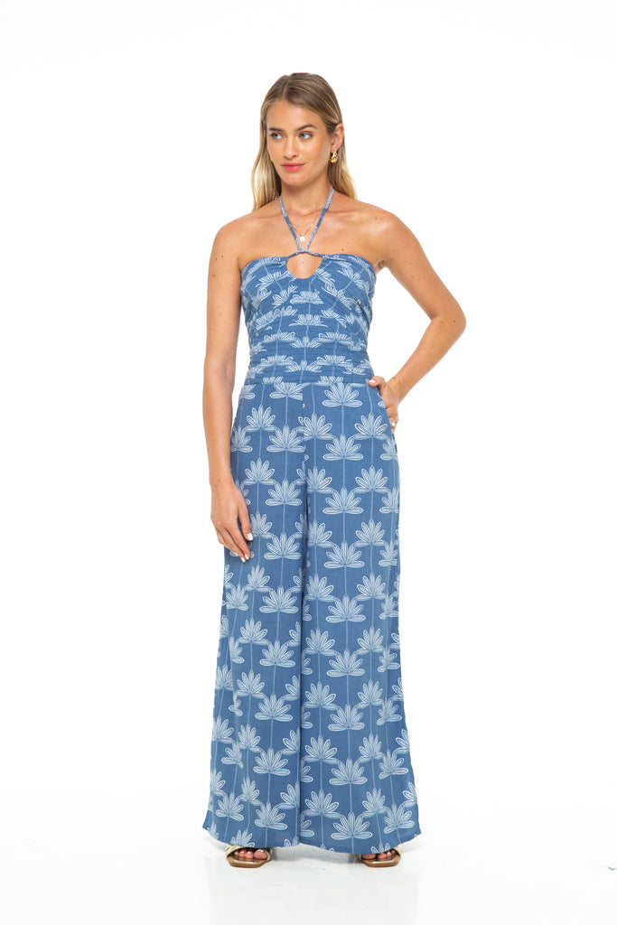 Pleated keyhole Top Jumpsuit