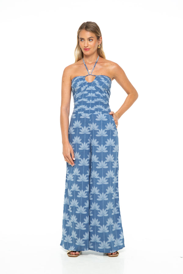 Pleated keyhole Top Jumpsuit