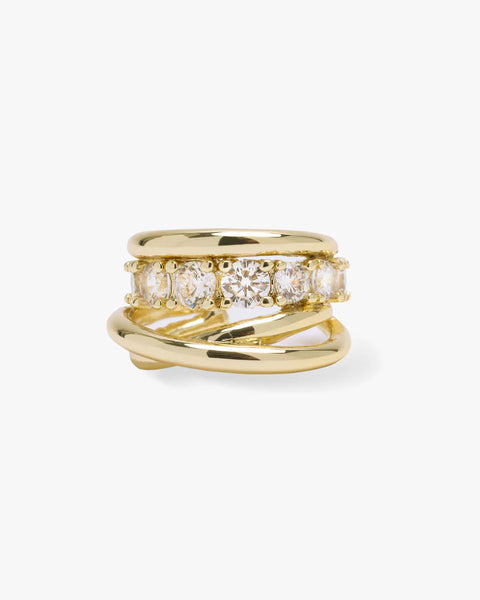 Oh She Fancy Layered Diamond Ear Cuff, 18k gold plated, simulated diamonds, a sparkling addition to women's boutique jewelry.