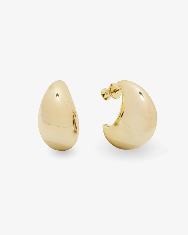Gold teardrop hoop earrings perfect for summer collection boutique. Shop women's jewelry at our exclusive women's fashion sale.