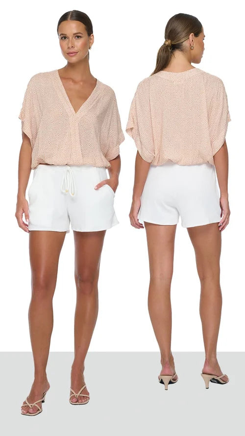 Adora Surplice Front, Elastic waist, Short Sleeve Top