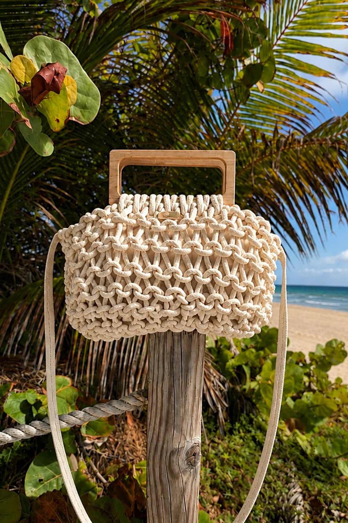 Pax Crochet Bag with Wooden Handle