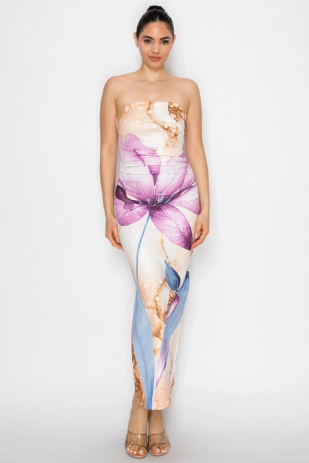Floral Print Maxi Slit Dress