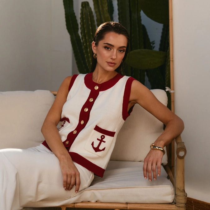 Yacht Club Anchor Knit Vest
