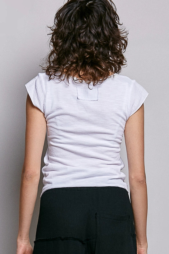 Ivory Crochet Trim Pintuck V-Neck Top